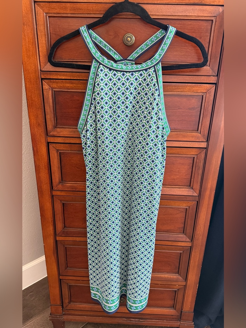 Max Studio Green Geometric Halter Jumpsuit
